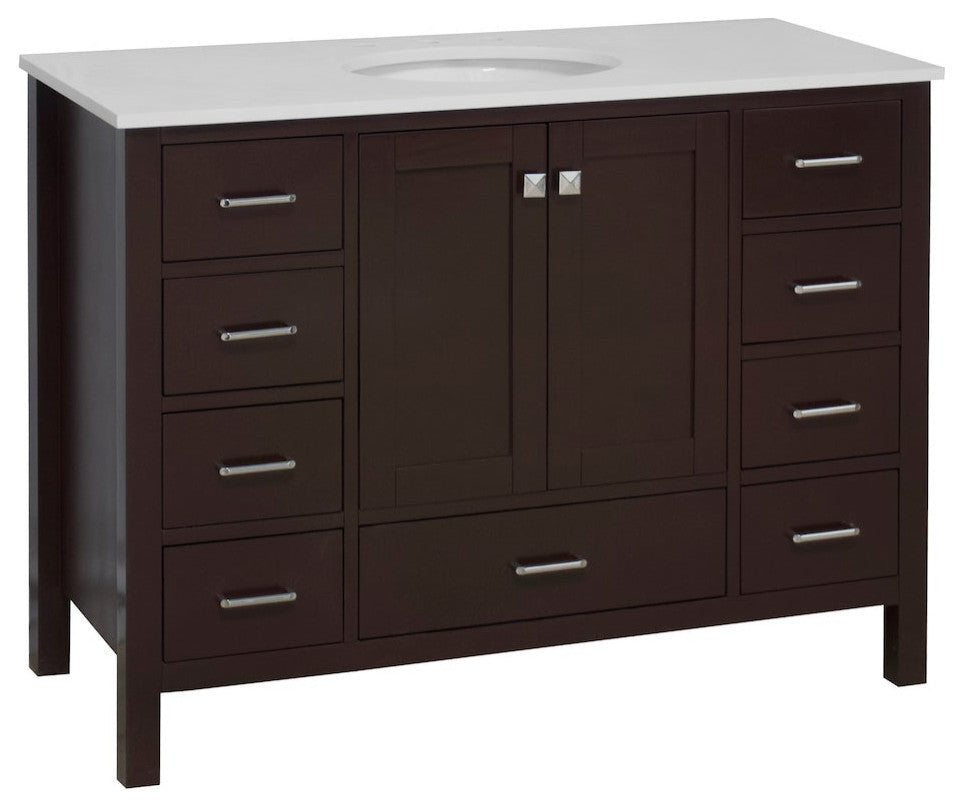 Kitchen Bath Collection Horizon 48" Bathroom Vanity, Chocolate, Engineered White