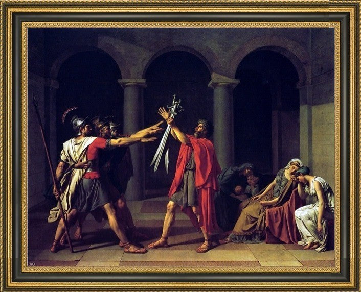 Jacques-Louis David Oath of the Horatii Framed Premium Canvas Print, 28"x21"