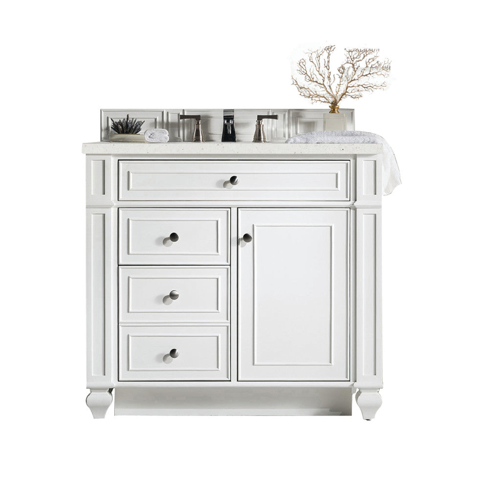Bristol 36" Single Vanity, Bright White, Lime Delight Quartz