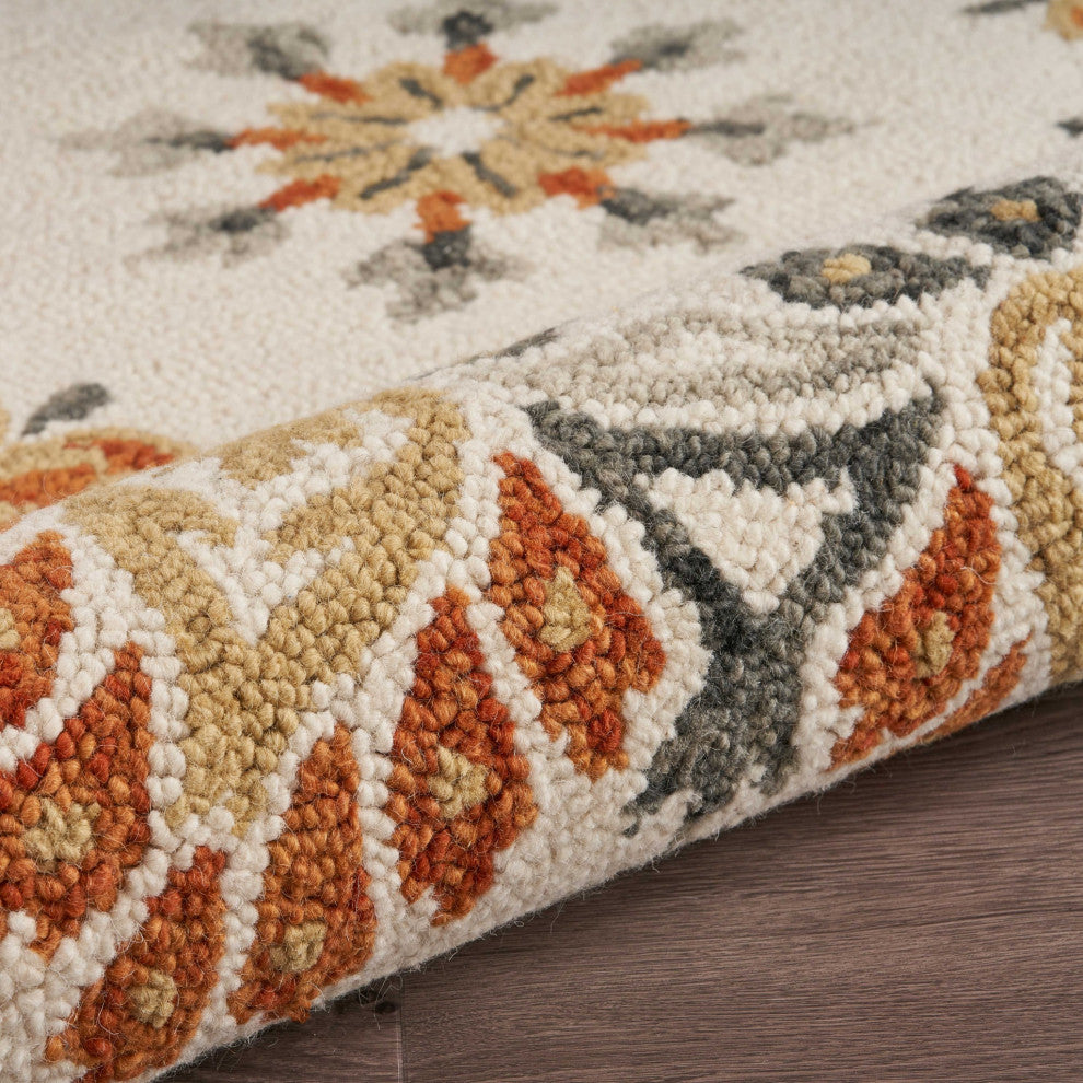 6" Round Orange Boho Medallion Area Rug