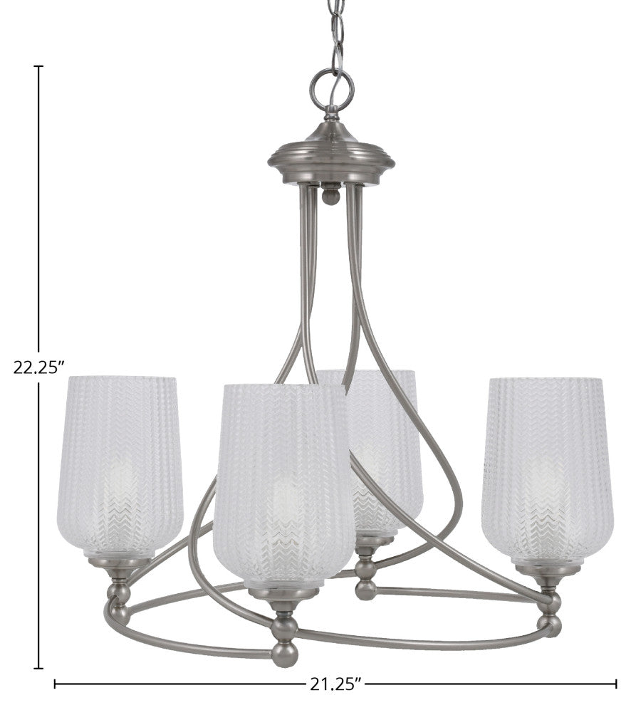 Capri 4-Light Chandelier, Brushed Nickel/Clear Textured