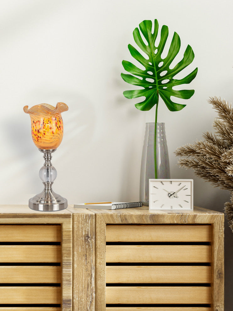 Beige Speckle Hand Blown Art Glass Uplight Accent Lamp