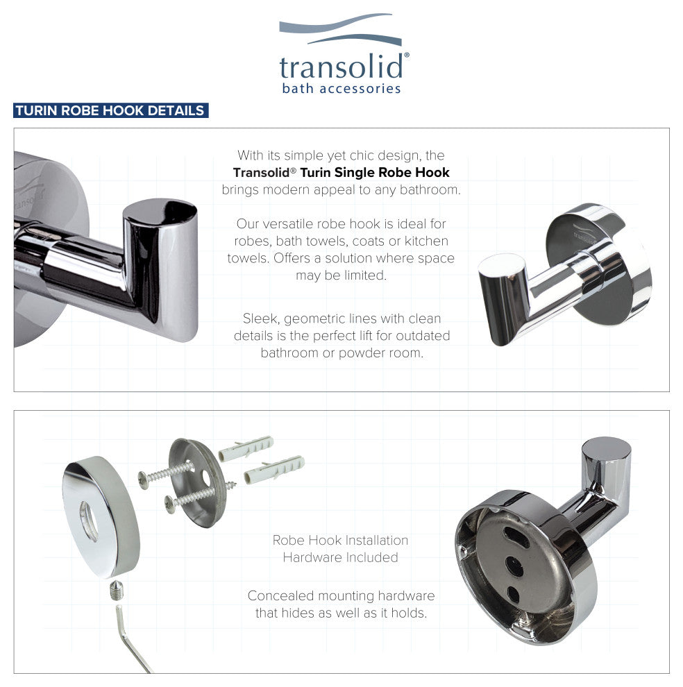 Transolid Turin 3-Piece Bathroom Accessory Kit, Polished Chrome