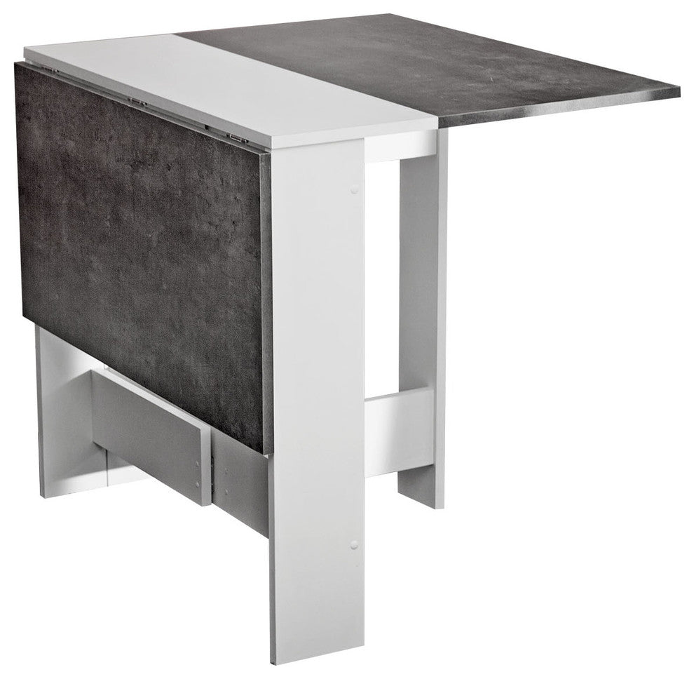 Symbiosis Papillon Foldable Dining Console Table, White/Concrete