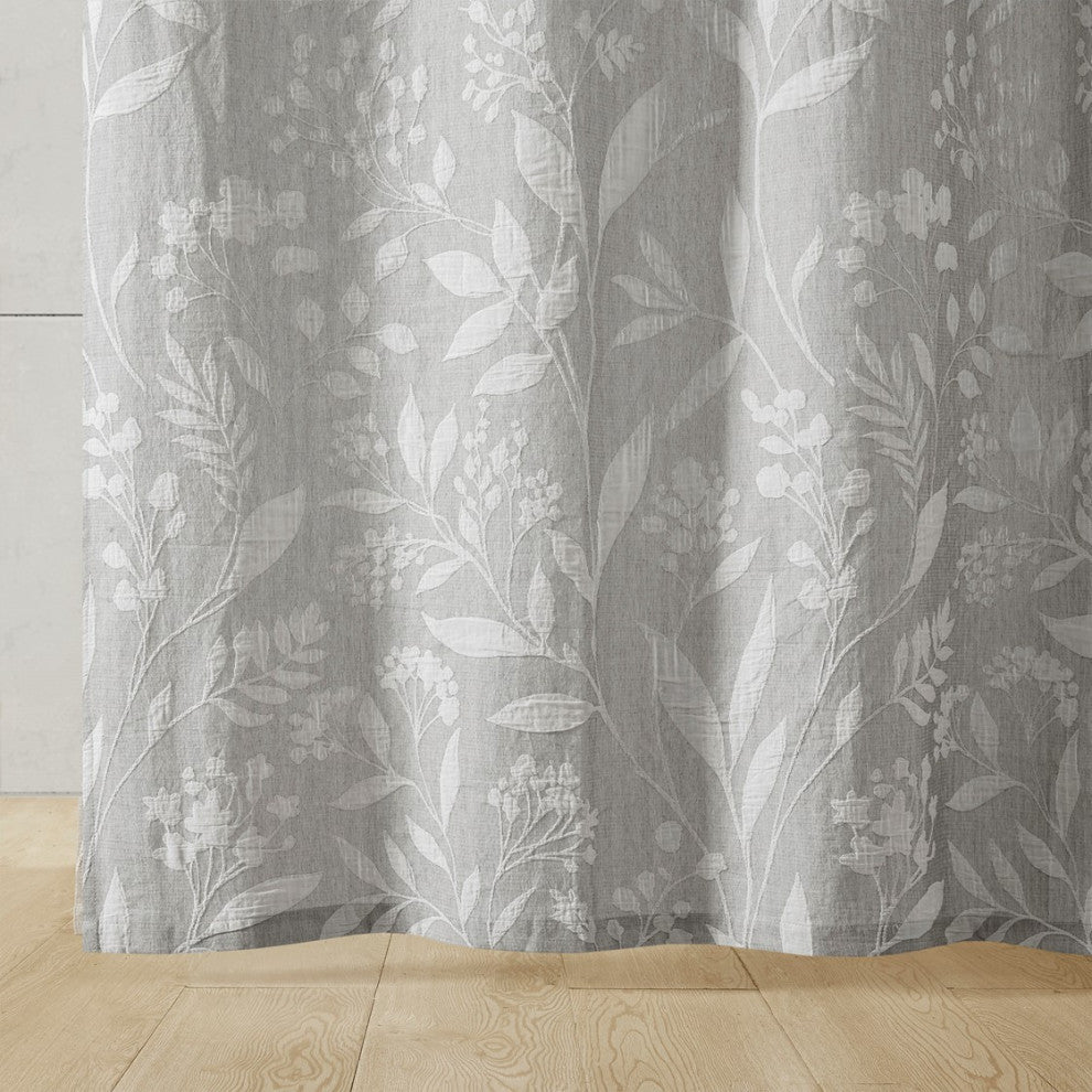 Croscill Home Winslow Botanical Textured Cotton Shower Curtain, Gray