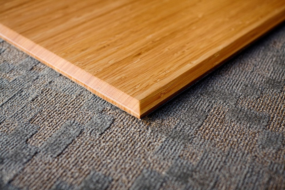 Rustin Bamboo Tri-Fold Chair Mat, Natural, No Lip, 42"x48"