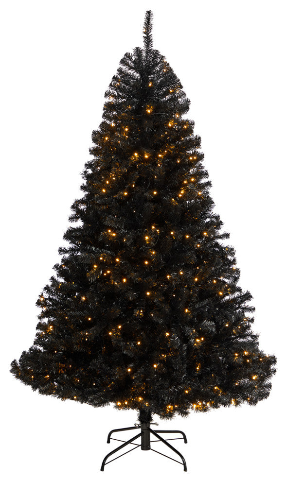 6' Black Artificial Christmas Tree With 400 Clear LED Lights and 1036 Tips