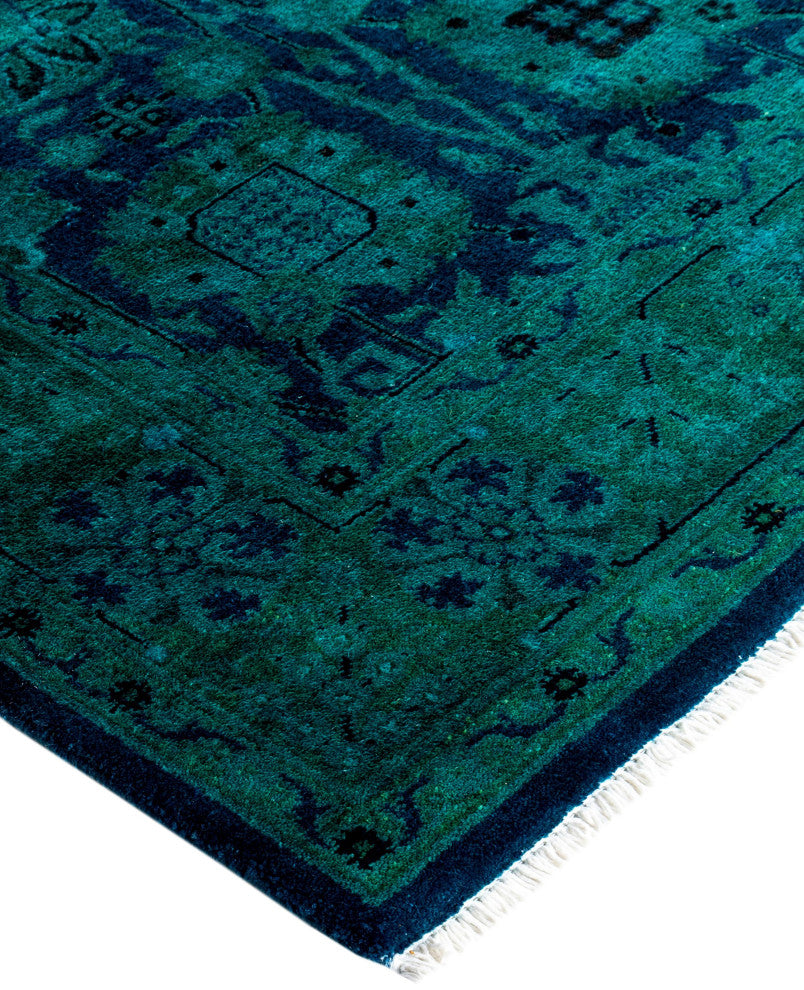 Overdyed One-of-a-Kind Hand-Knotted Area Rug Green, 3' 1" x 5' 2"