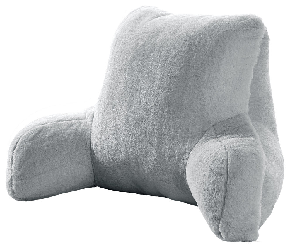 Solid Light Faux Fur Bedrest,20" x 18" x 17", Vapor Gray