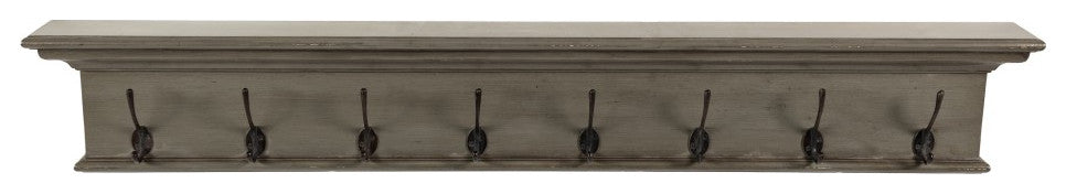 Rustic Antiqued Gray Eight Hook Hanging Coat Rack