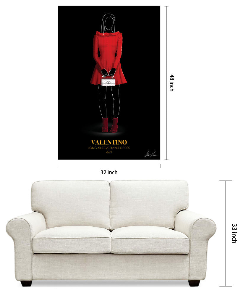 "V Fashion red look" Frameless Free Floating Printed Tempered Glass Wall Art