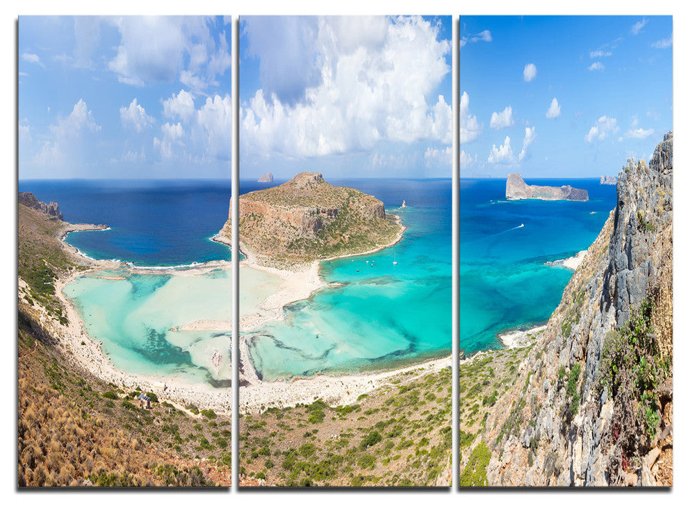"Balos Beach at Crete Island Greece" Beach Metal Wall Art, 3 Panels, 36"x28"