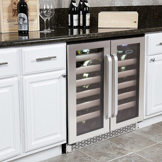 40 Bottle Seamless Stainless Steel Door Dual Zone Built-In Wine Refrigerator
