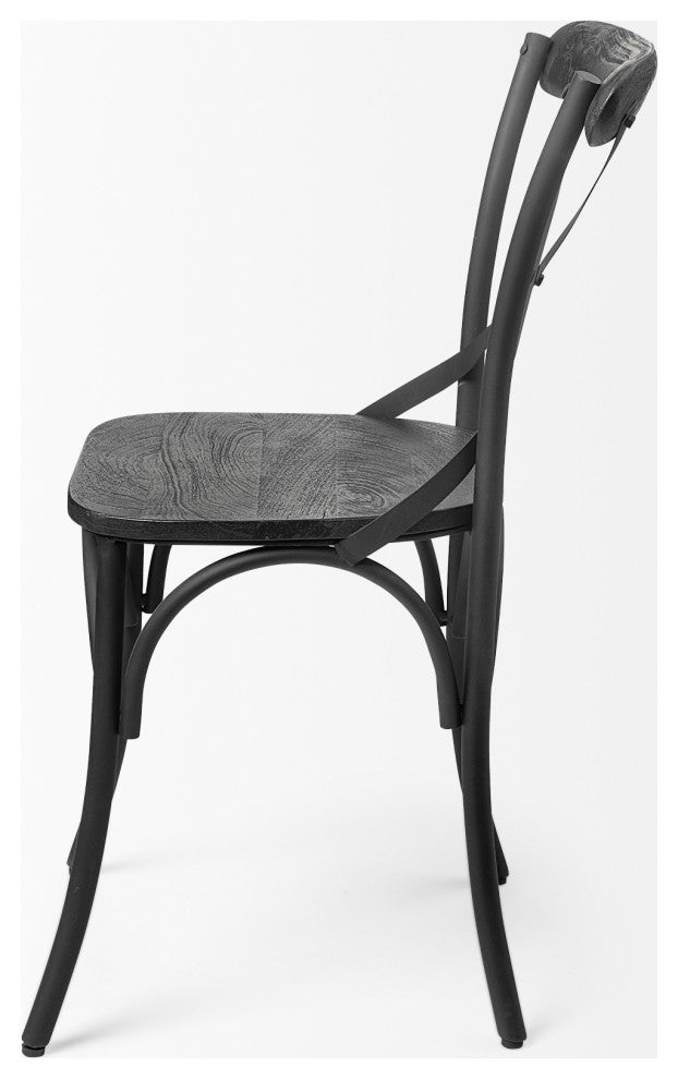 Etienne Black Solid Wood Seat With Black Iron Frame Dining Chair (Set of 2)