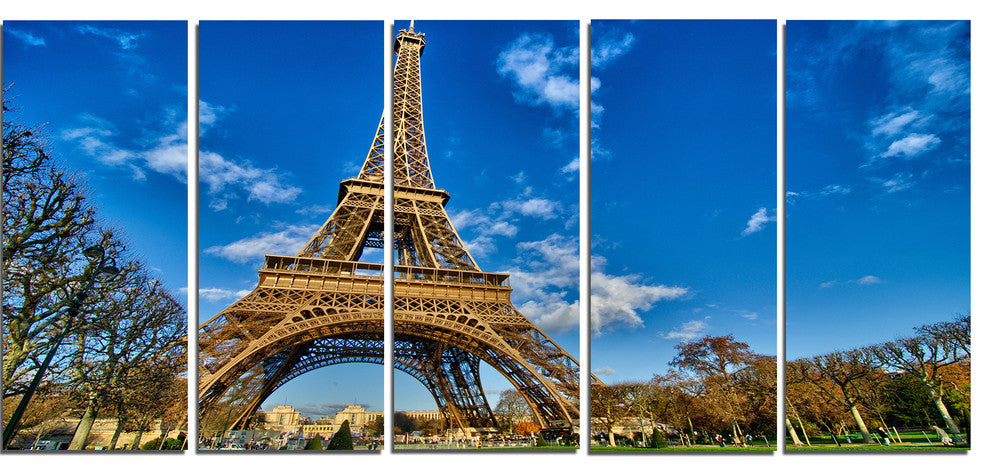 Beautiful Winter Day in Paris, Extra Large Canvas Print, 60"x28", 5 Panels