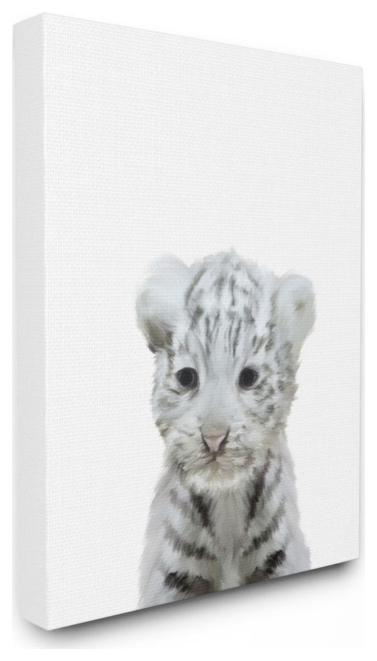 Cute Baby White Tiger Animal Kids Painting, 30"x40"