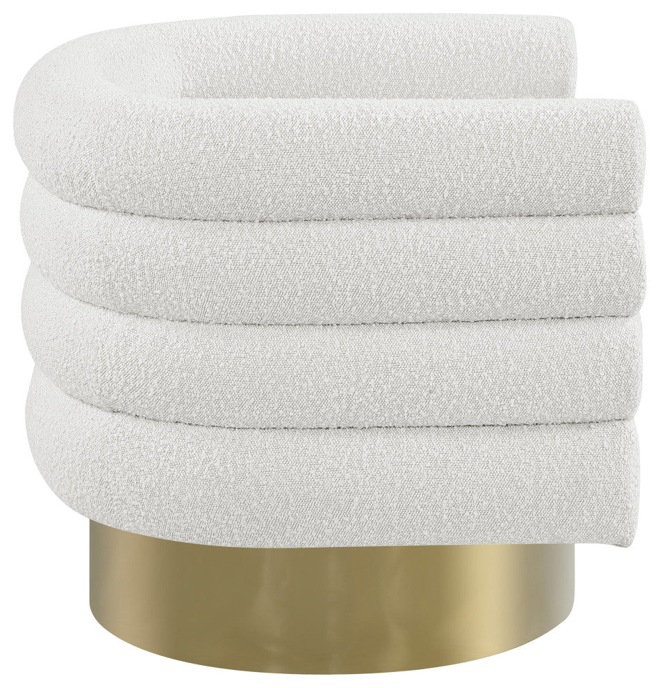Tessa Boucle Fabric Upholstered Accent Chair, Cream