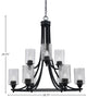 Paramount 9-Light Chandelier, Matte Black, 4" Smoke Bubble Glass