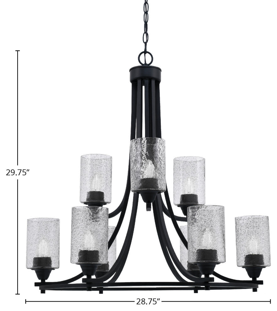 Paramount 9-Light Chandelier, Matte Black, 4" Smoke Bubble Glass