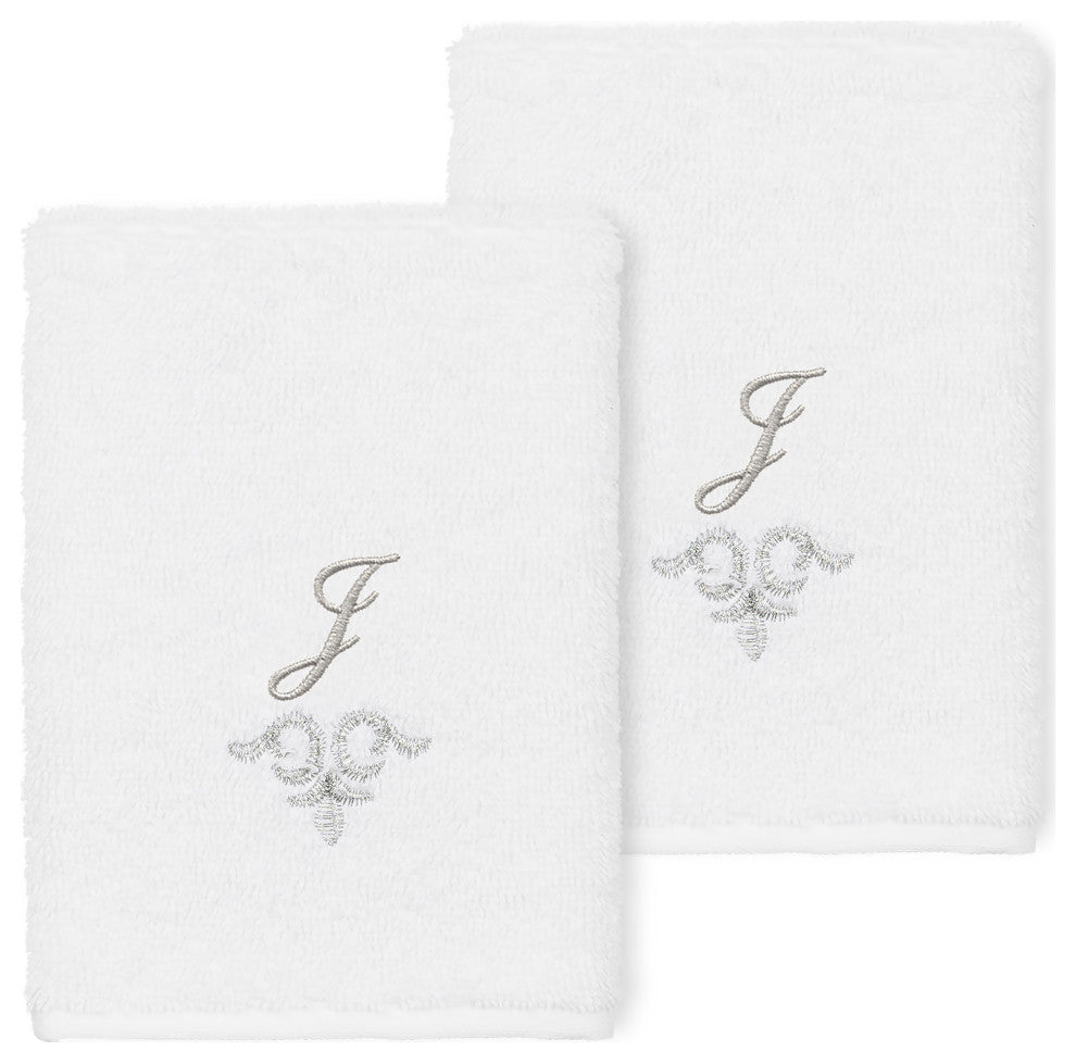 Linum Home Turkish Cotton Monica 2-Piece Embellished Washcloth Set, White