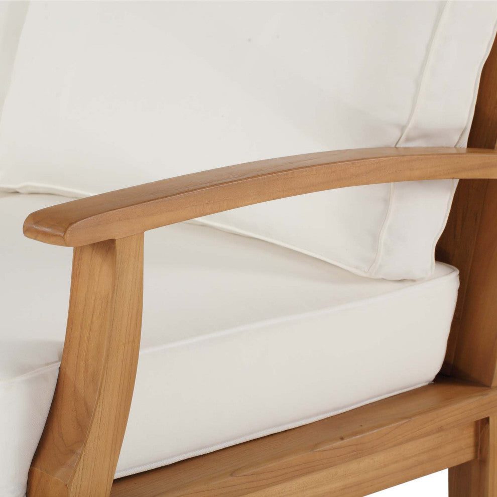 Lounge Sofa, Wood, Brown Natural White, Outdoor Patio Balcony Cafe Bistro Garden