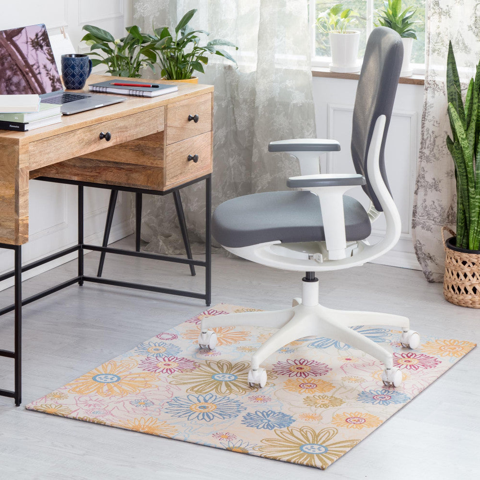 Keukenhof Cream Multi-Tone Rug'd Chair Mat, 36"x48", .25" Pile Height