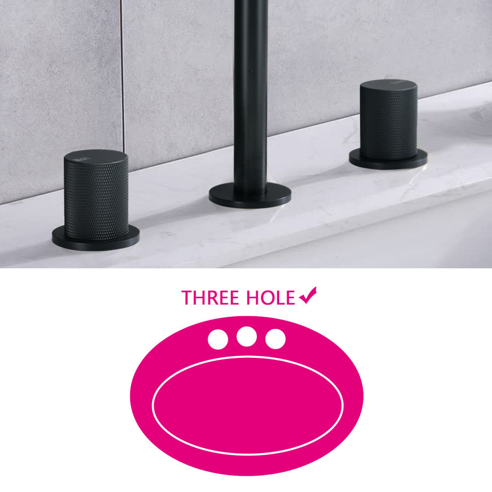 Two Handles Widespread 8" Bathroom Faucet, Matte Black
