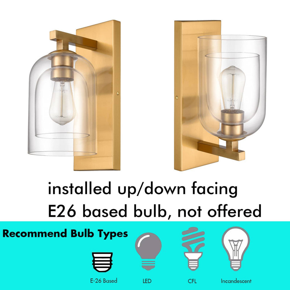 Modern Brass Wall Sconces With Double Glass Shade