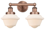Oxford 2-Light 16" Bath Vanity Light, Antique Copper Finish, Matte White Shade