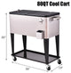 Costway Patio Cooler Rolling Outdoor Stainless Steel Ice Beverage Pool 80 Quart