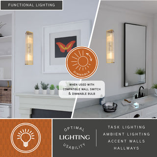 Barbier 2-Light Antique Gold Brass Modern Wall Sconce, Bathroom Vanity Fixture, Antique Gold