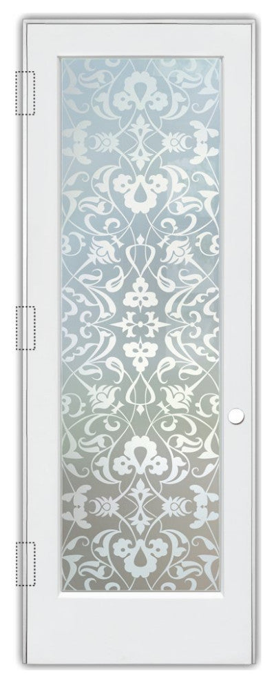 Interior Prehung Door or Interior Slab Door - Floweret - Primed - 24" x 96"...
