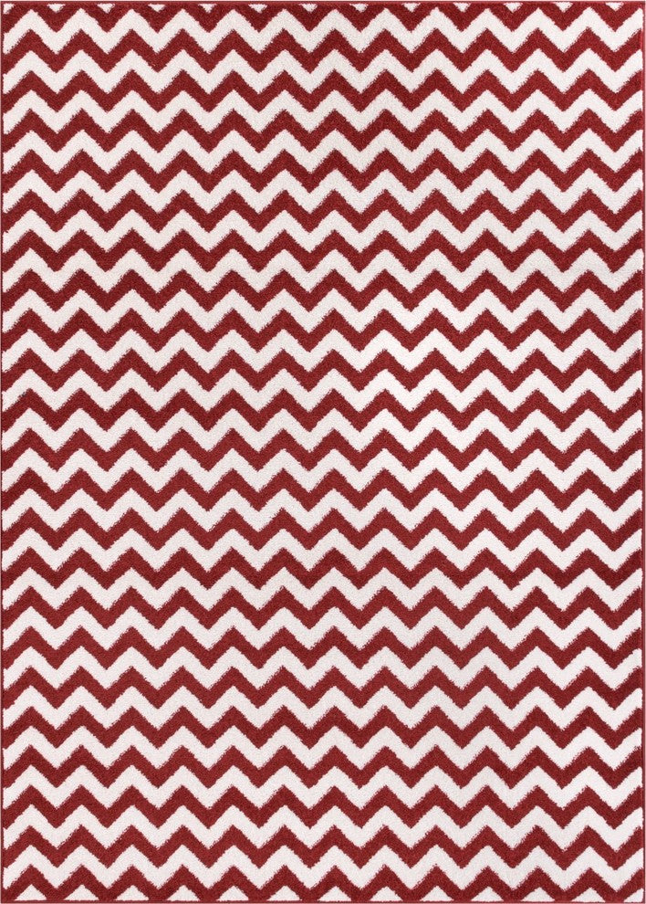 Well Woven Sydney Eli Chevron Area Rug, Rust, 5''3"x7''3"