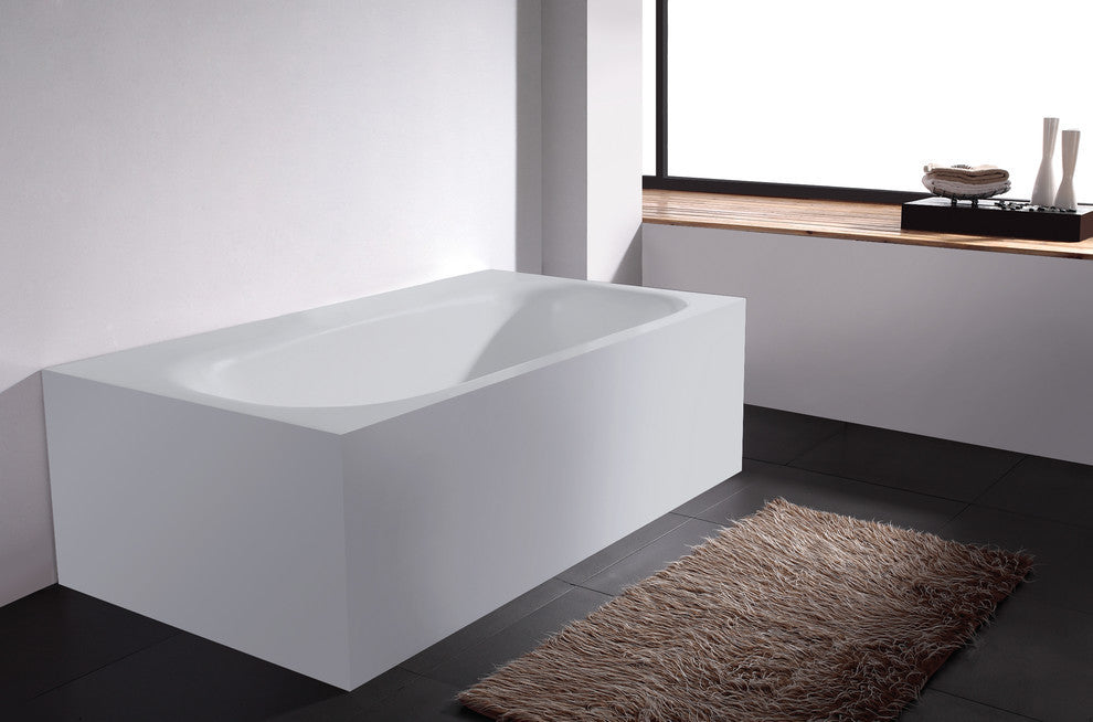 ADM Rectangular Freestanding Bathtub, Matte White, 70.8"