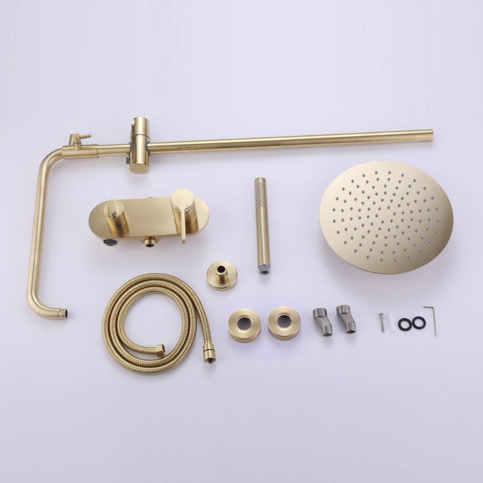 Luxury 3-Function Complete Shower System With Tub Faucet And Rough-In Valve, Bru
