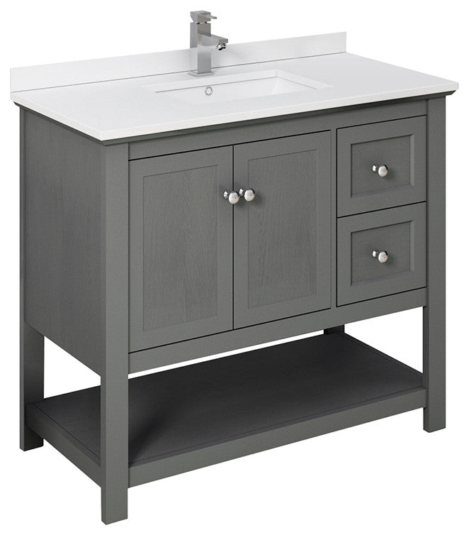 Fresca Manchester Regal 40" Gray Wood Veneer Cabinet With Top and Sink