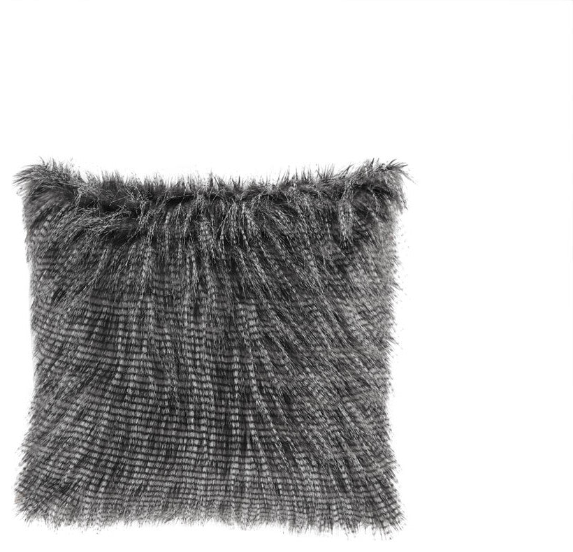Madison Park Edina Faux Fur, Black, Throw Pillow