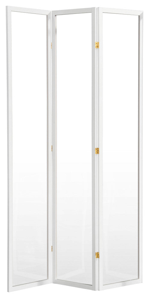 7' Tall Clear Screen, White, 3 Panel