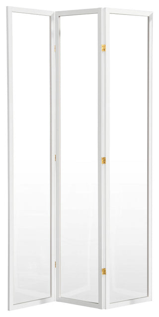 7' Tall Clear Screen, White, 3 Panel