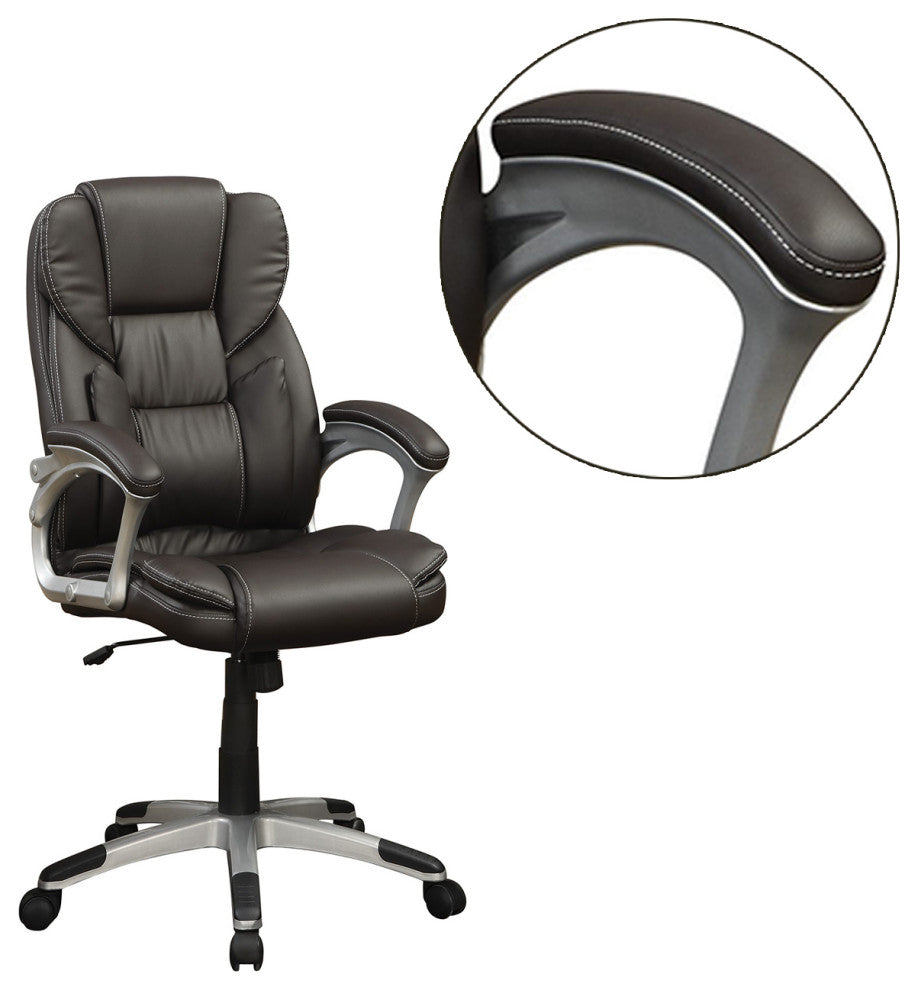 Adjustable Height Office Chair, Dark Brown
