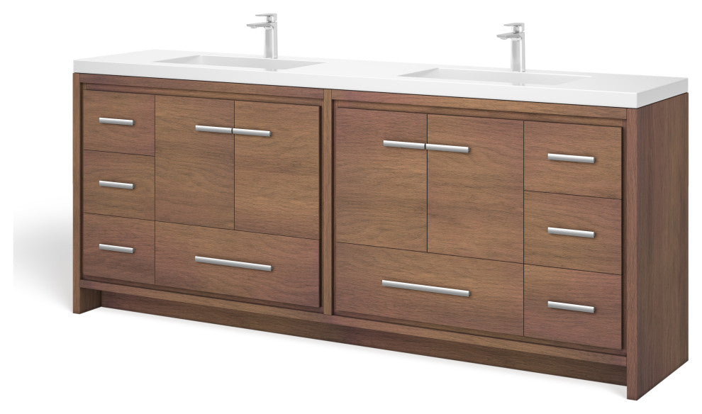Sonora Bathroom Vanity, Rosewood, 84", Double Sink, Freestanding