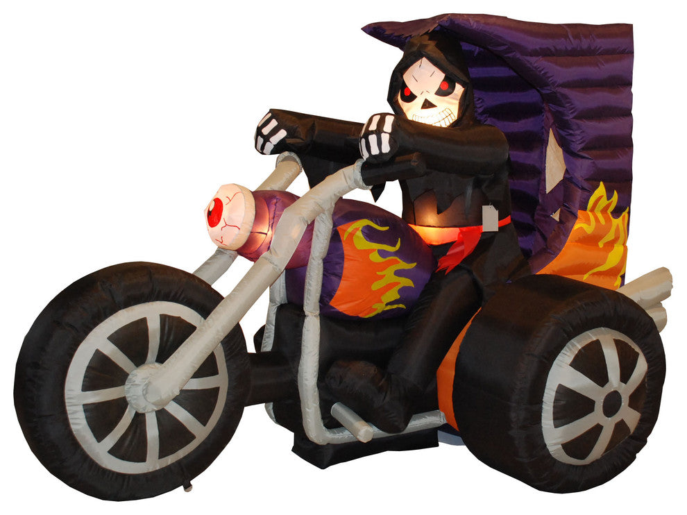 Skeleton on Motorcycle, 7' Long