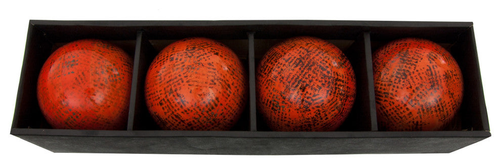 4" Sponged Dark Orange Porcelain Ball Set