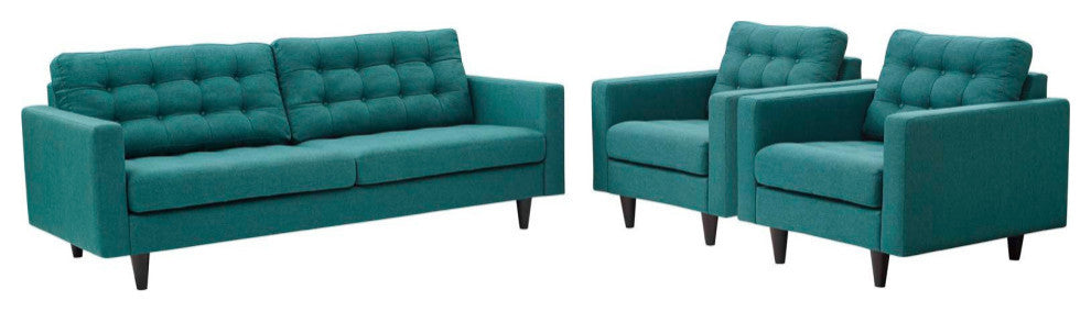 Teal Empress Sofa and Armchairs Set of 3