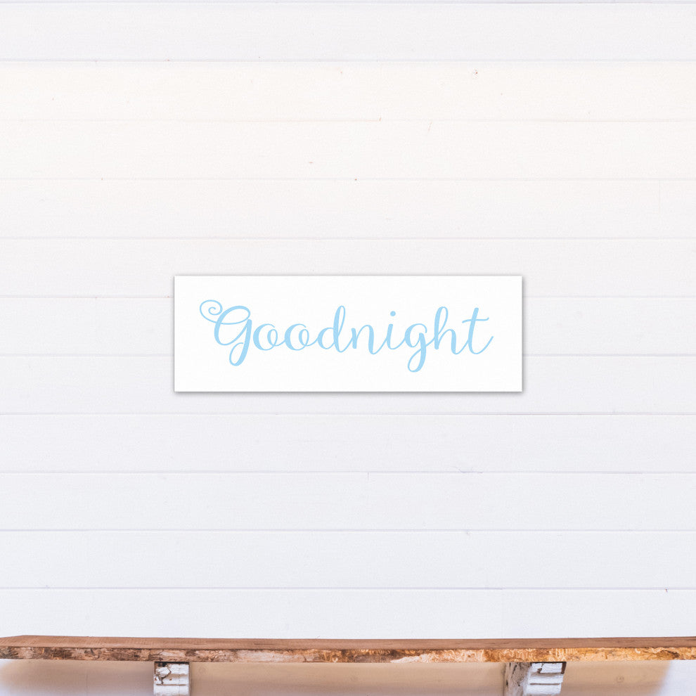 Goodnight 12"x36" Canvas Wall Art, Blue