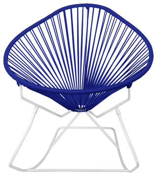 Acapulco Indoor/Outdoor Handmade Rocker, Deep Blue Weave, White Frame