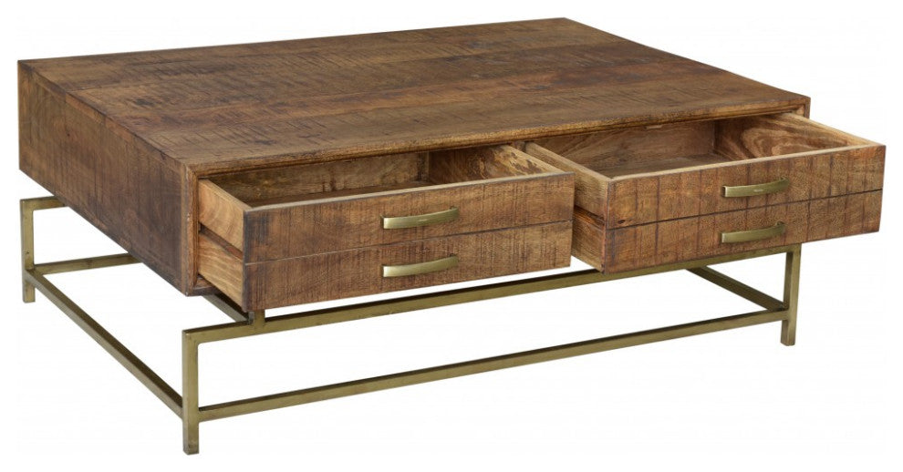 Brown and Gold Storage Coffee Table