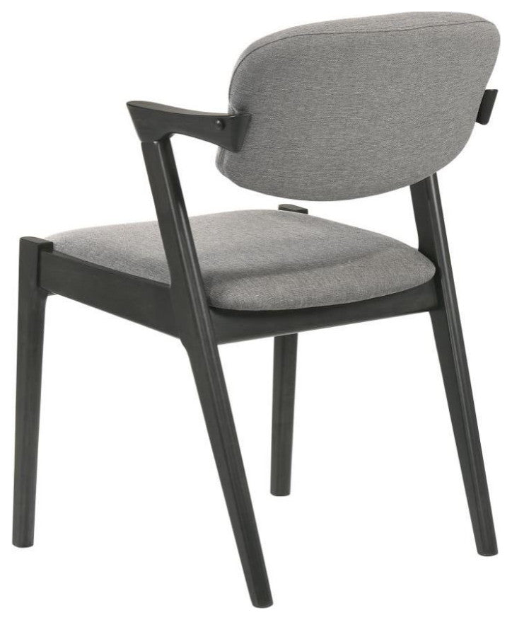 Upholstered Side Chairs With Demi Arm, Gray And Black, Set of 2