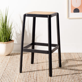 Safavieh Silus Backless Cane Bar Stool, Black/Natural