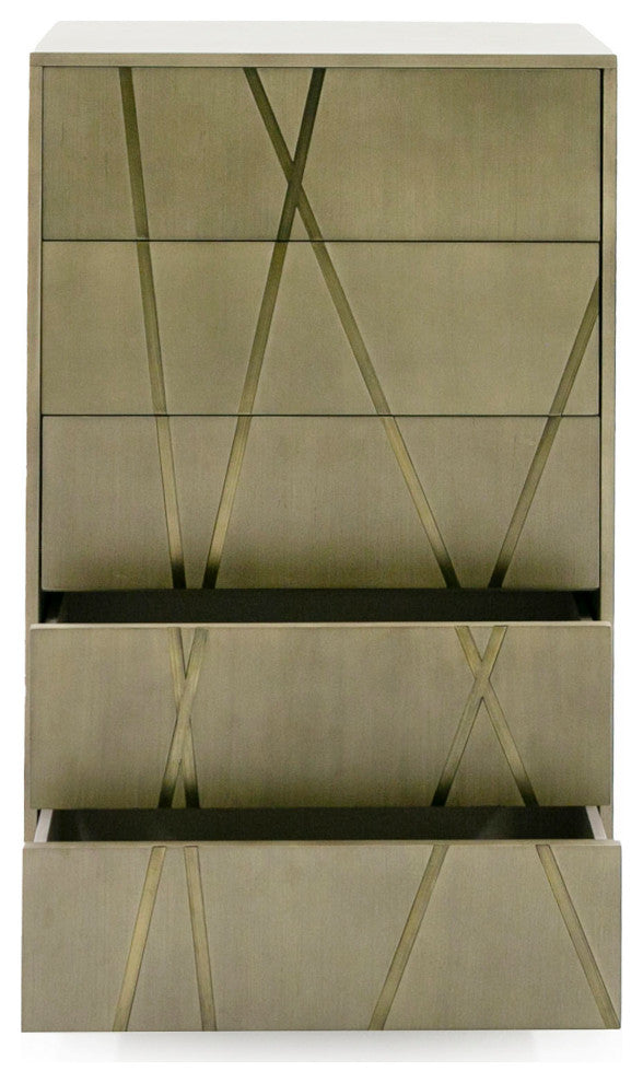 Nixa Modern Wide Birch, Brushed Bronze Chest